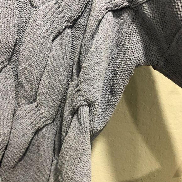 j jill sweater small s blue twist front thick chenille cable knit thick - Picture 8 of 15